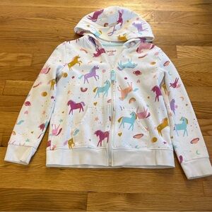 Cat & Jack girls unicorn zip up jacket size medium 7/8